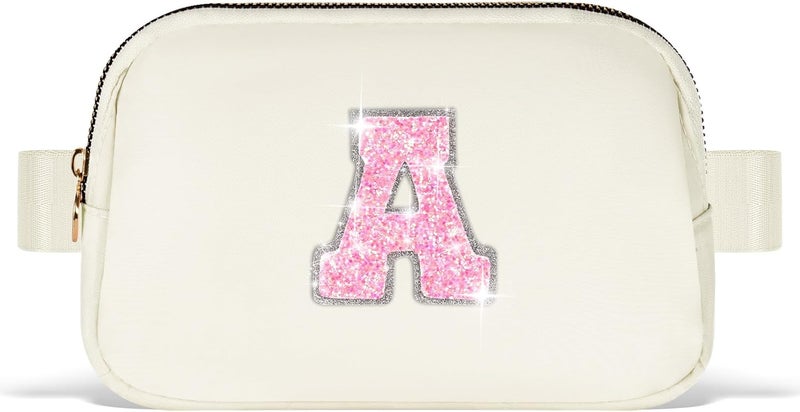Uygafly Graduation Gifts for Girls Teens Kids Daughter Sister Her - Birthday Gifts for 3 4 5 6 7 8 9 10 11 12 13 Year Old Girls,Fanny Pack Crossbody Bag Belt Bag Cute Trendy Stuff | Cream,Initial A - Image 1